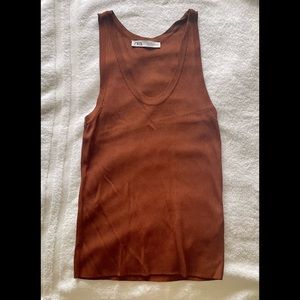 Zara | scoop neck knit shell tank top